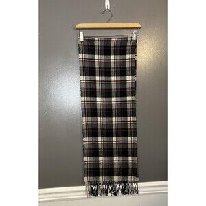 Softer Than Cashmere Scarf Womens Black Gray White Red Plaid Fringe Winter Korea